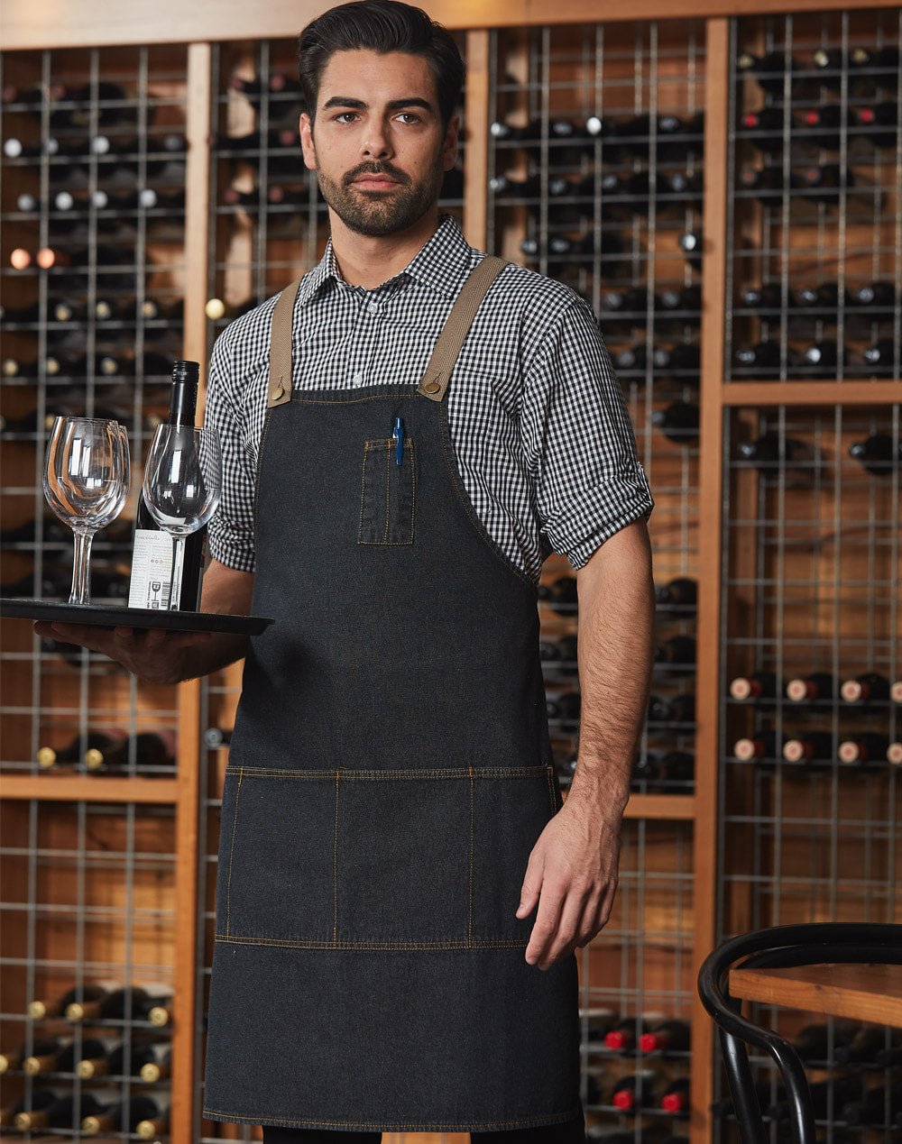 Benchmark AP09 East Village Denim Bib Apron - WEARhouse