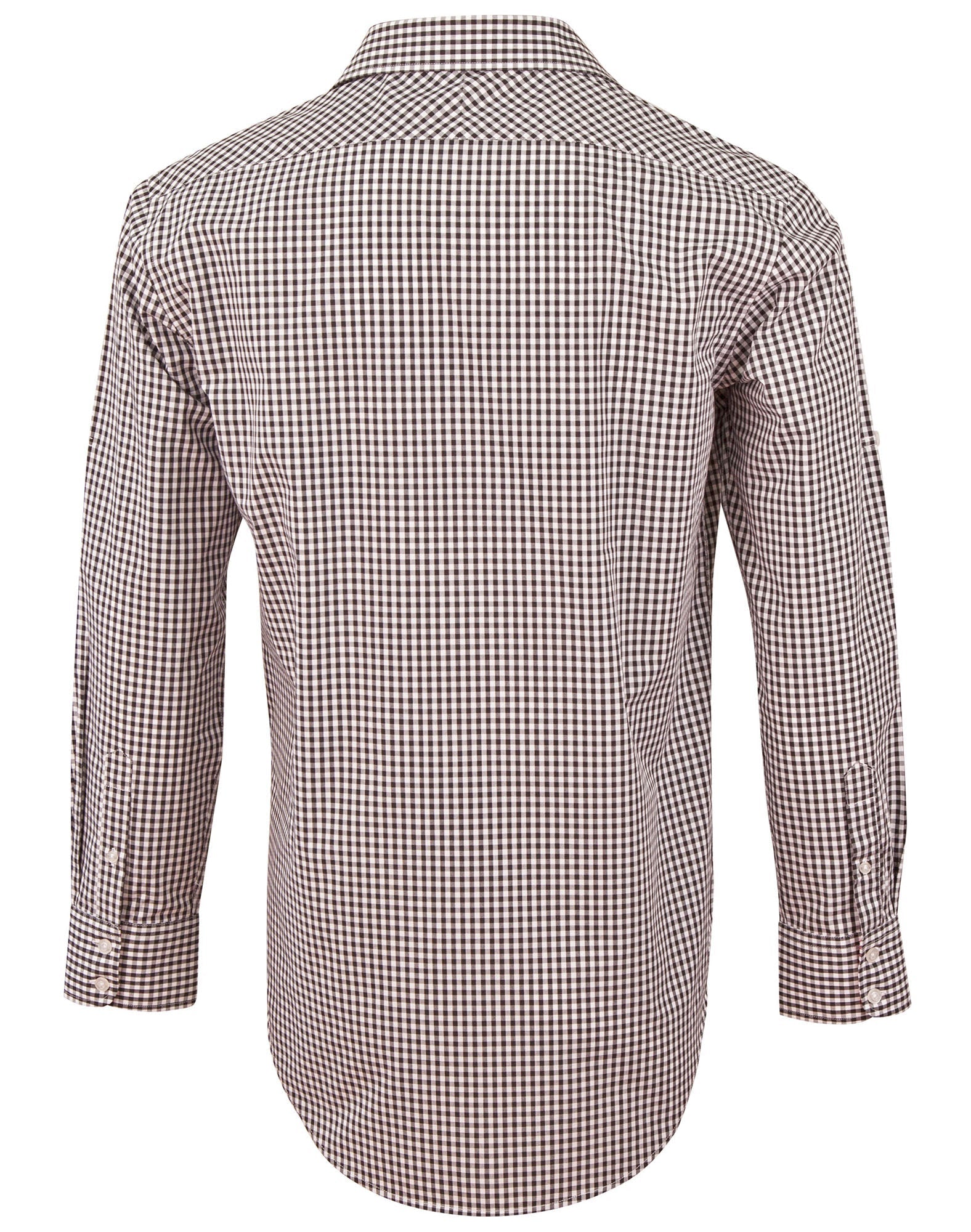 Benchmark M7330L Mens Gingham Check Long Sleeve Shirt With Roll-Up Tab Sleeve - WEARhouse