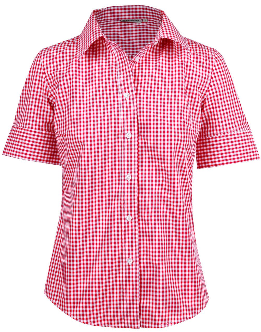 Benchmark M8300S Ladies’ Gingham Check Short Sleeve Shirt - WEARhouse