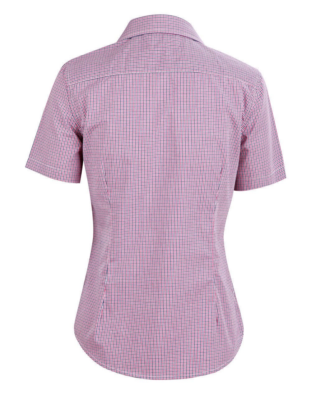 Benchmark M8340S Ladies’ Two Tone Mini Gingham Short Sleeve Shirt - WEARhouse