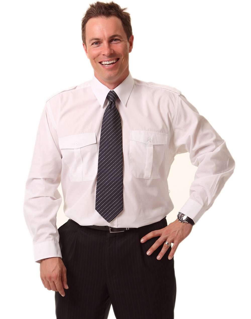 Benchmark BS06L Epaulette Long Sleeve-Unisex - WEARhouse