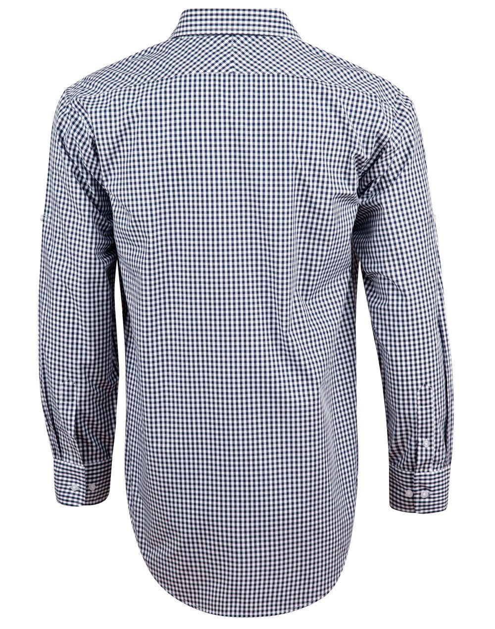 Benchmark M7300L Men’s Gingham Check Long Sleeve Shirt with Roll-up Tab Sleeve - WEARhouse