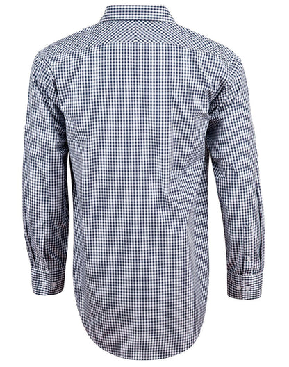 Benchmark M7300L Men’s Gingham Check Long Sleeve Shirt with Roll-up Tab Sleeve - WEARhouse