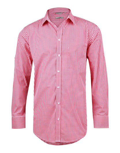 Benchmark M7300L Men’s Gingham Check Long Sleeve Shirt with Roll-up Tab Sleeve - WEARhouse
