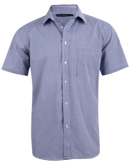 Benchmark M7320S Men’s Multi-Tone Check Short Sleeve Shirt - WEARhouse