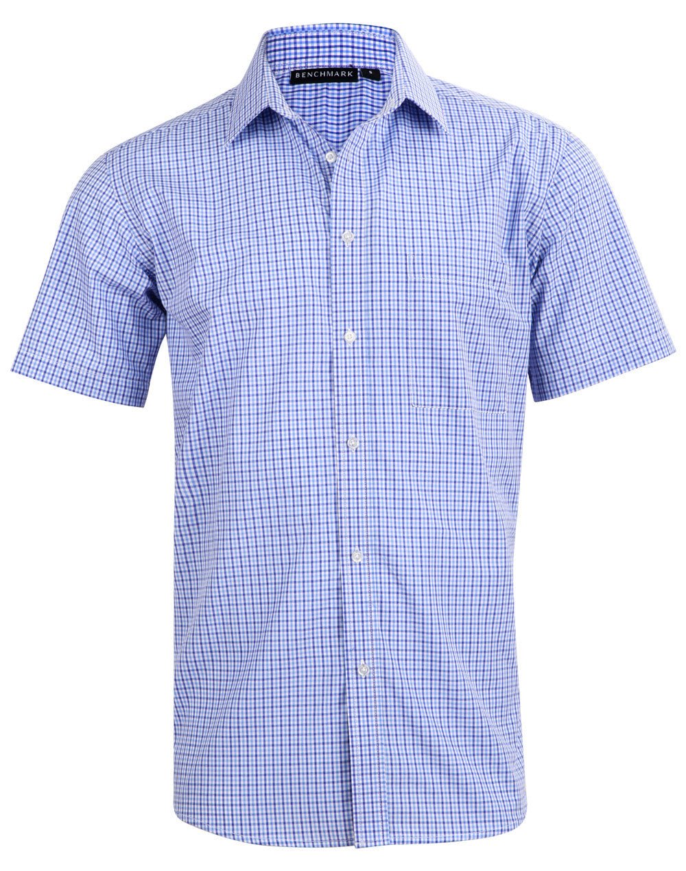 Benchmark M7320S Men’s Multi-Tone Check Short Sleeve Shirt - WEARhouse