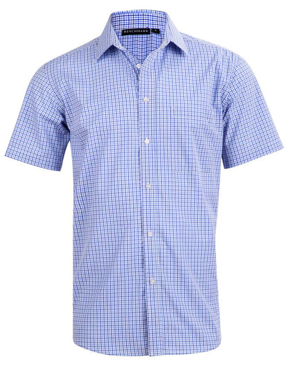 Benchmark M7320S Men’s Multi-Tone Check Short Sleeve Shirt - WEARhouse