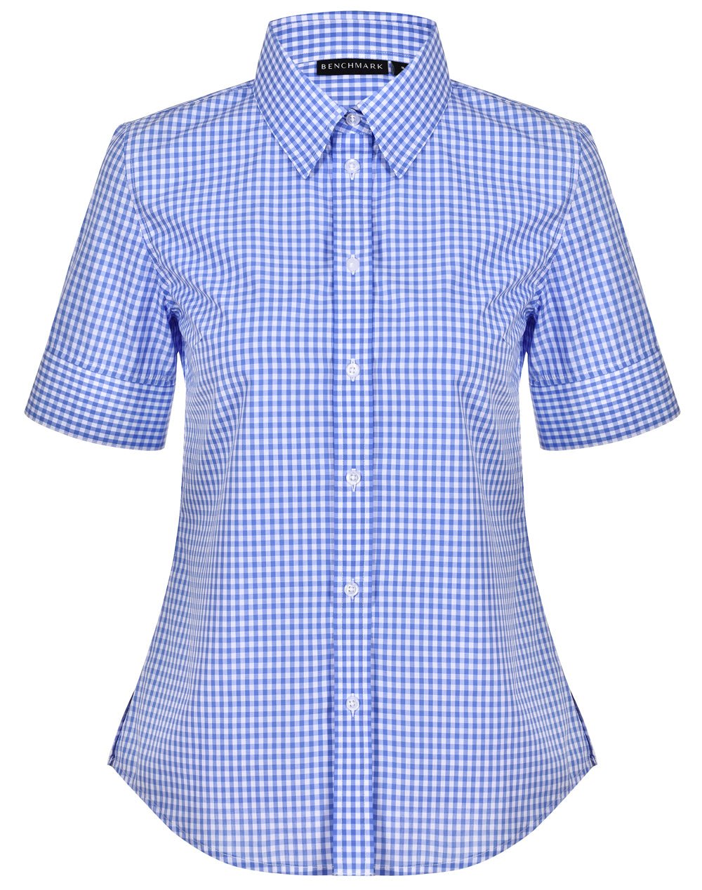 Benchmark M8300S Ladies’ Gingham Check Short Sleeve Shirt - WEARhouse