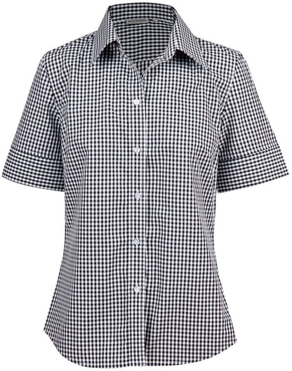 Benchmark M8300S Ladies’ Gingham Check Short Sleeve Shirt - WEARhouse