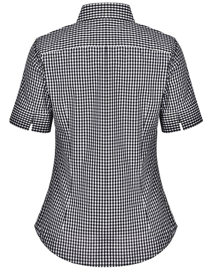 Benchmark M8300S Ladies’ Gingham Check Short Sleeve Shirt - WEARhouse