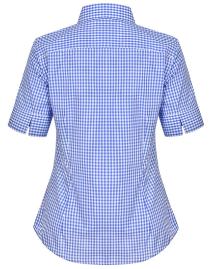 Benchmark M8300S Ladies’ Gingham Check Short Sleeve Shirt - WEARhouse
