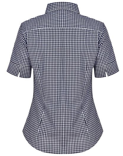 Benchmark M8300S Ladies’ Gingham Check Short Sleeve Shirt - WEARhouse