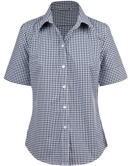 Benchmark M8300S Ladies’ Gingham Check Short Sleeve Shirt - WEARhouse