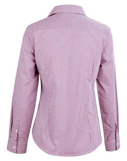 Benchmark M8340L Ladies’ Two Tone Mini Gingham Long Sleeve Shirt - WEARhouse