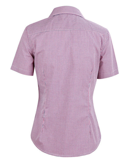 Benchmark M8340S Ladies’ Two Tone Mini Gingham Short Sleeve Shirt - WEARhouse
