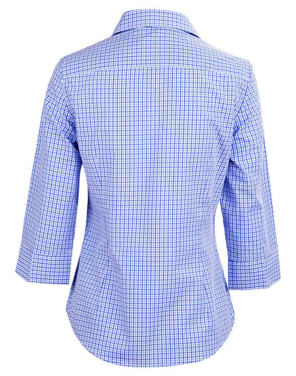 M8320Q Ladies’ Multi-Tone Check 3/4 Sleeve Shirt - WEARhouse
