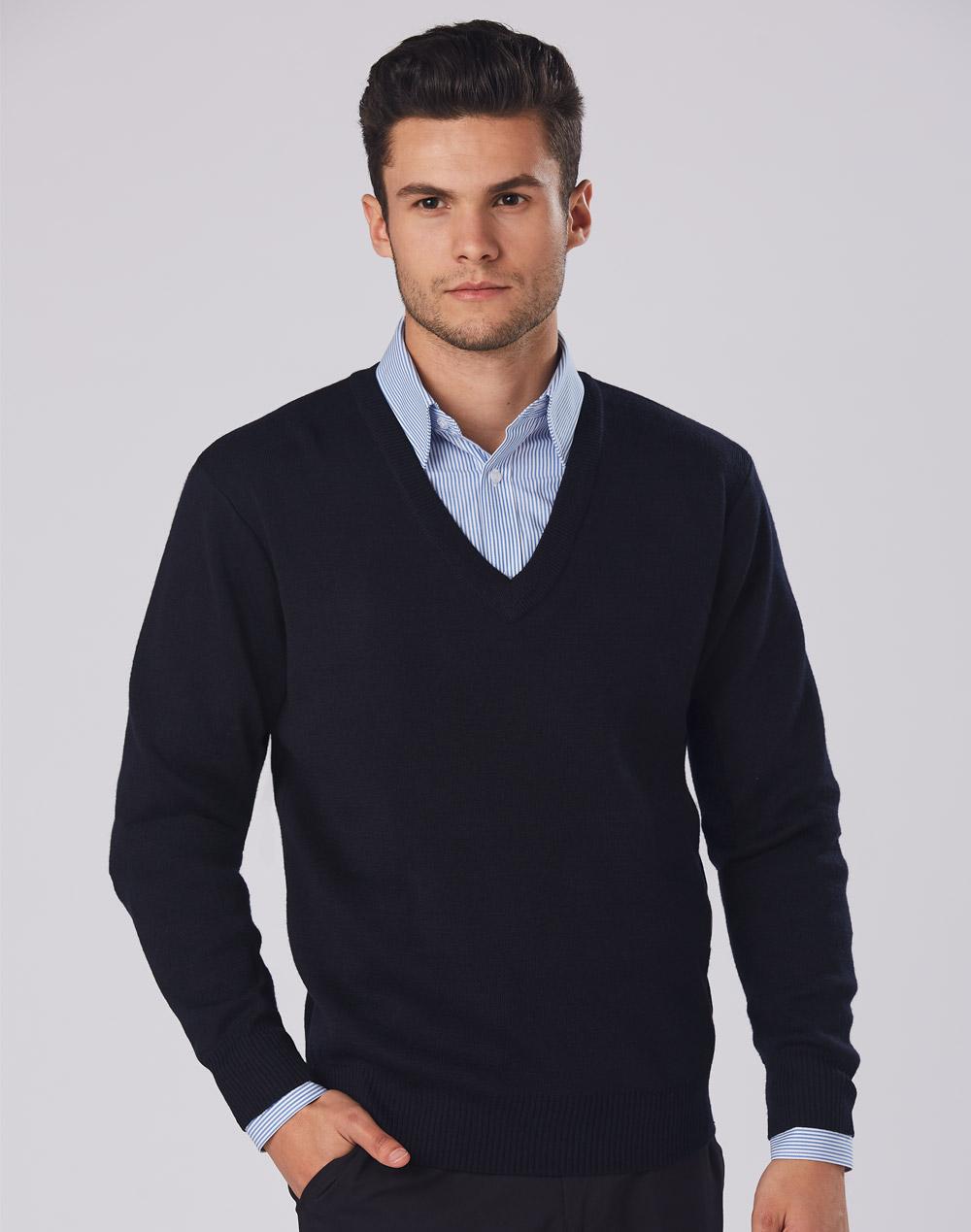 WJ01 Unisex Wool/ Acrylic V-Neck Jumper - WEARhouse
